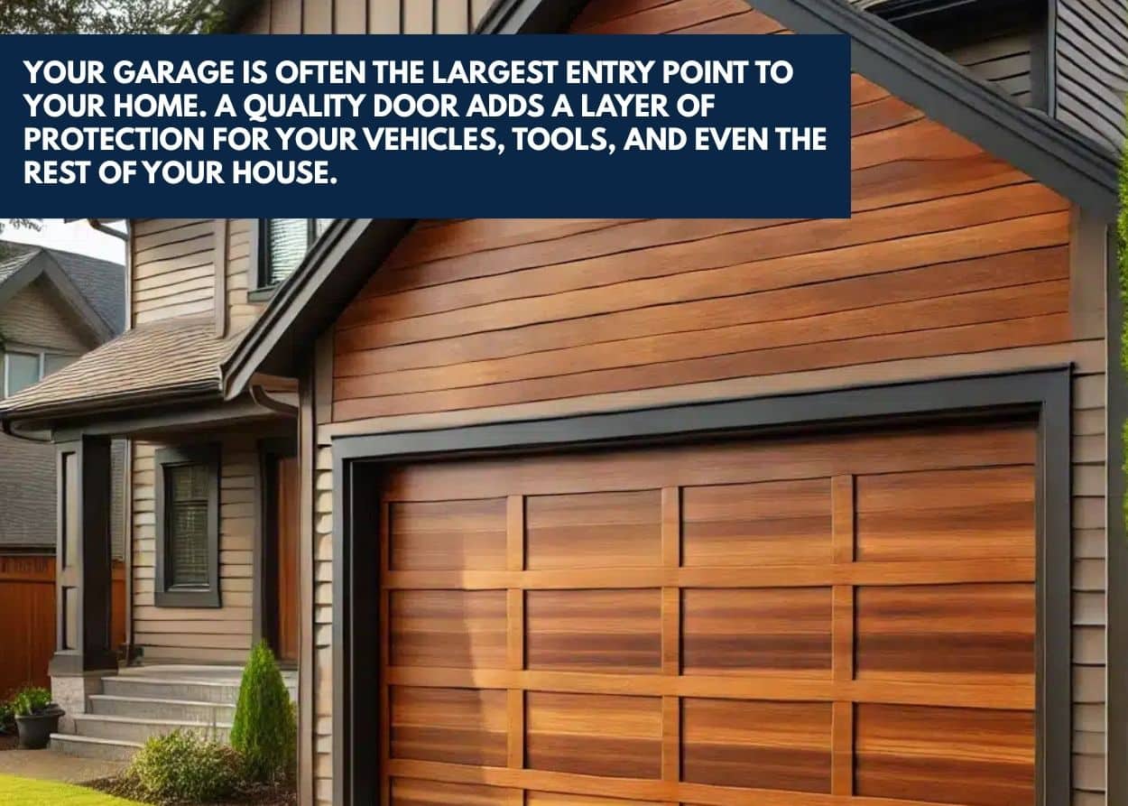 Your garage is often the largest entry point to your home. A quality door adds a layer of protection for your vehicles, tools, and even the rest of your house.